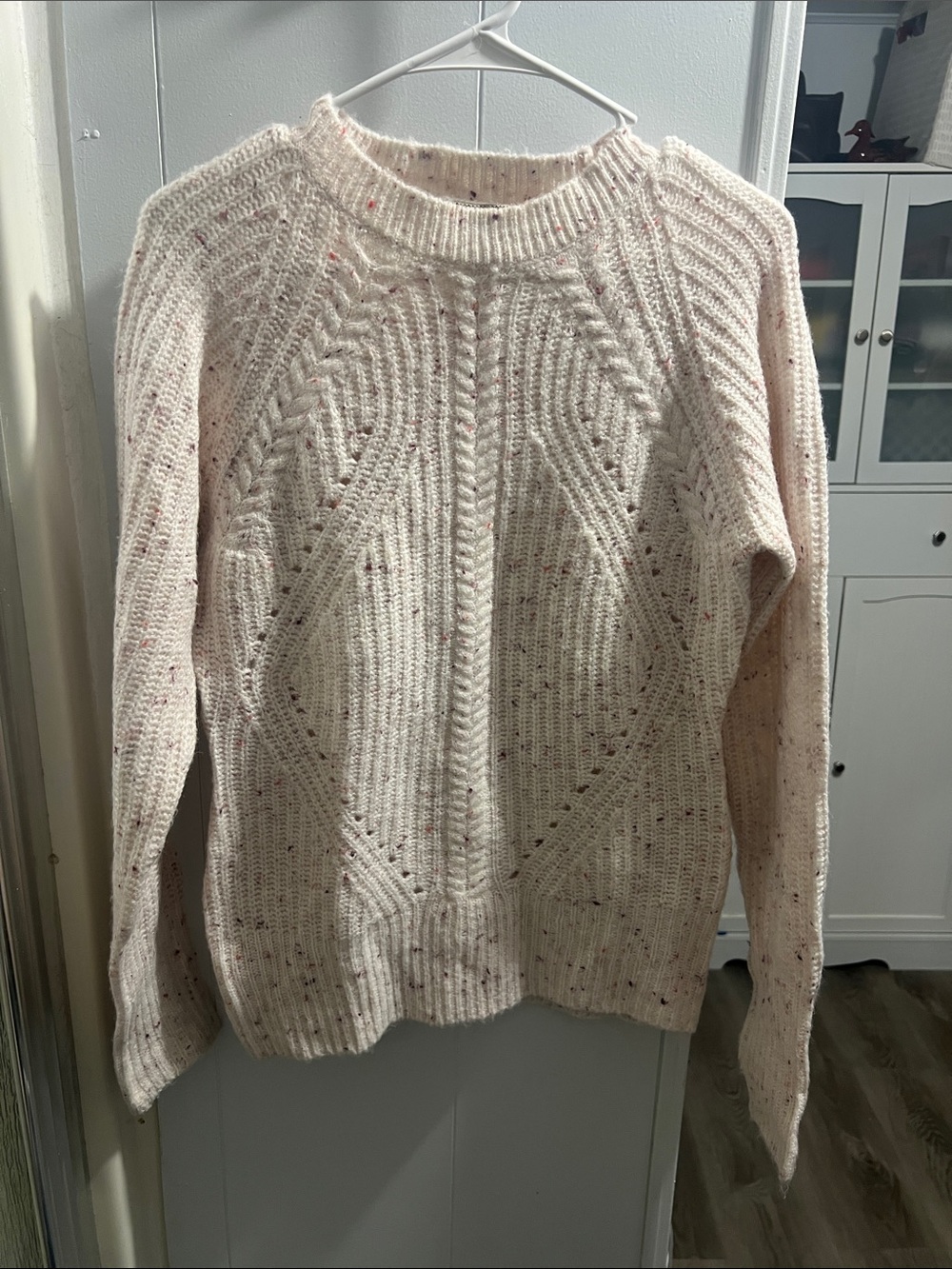 Soft Knit Speckled Crewneck Sweater in blush pink
